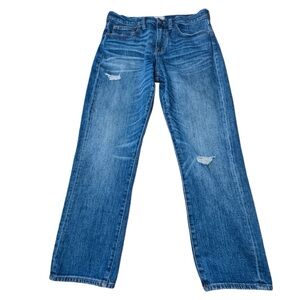 Madewell Straight Crop Blue Denim Jeans Distressed Casual F2816 Women’s Size 29